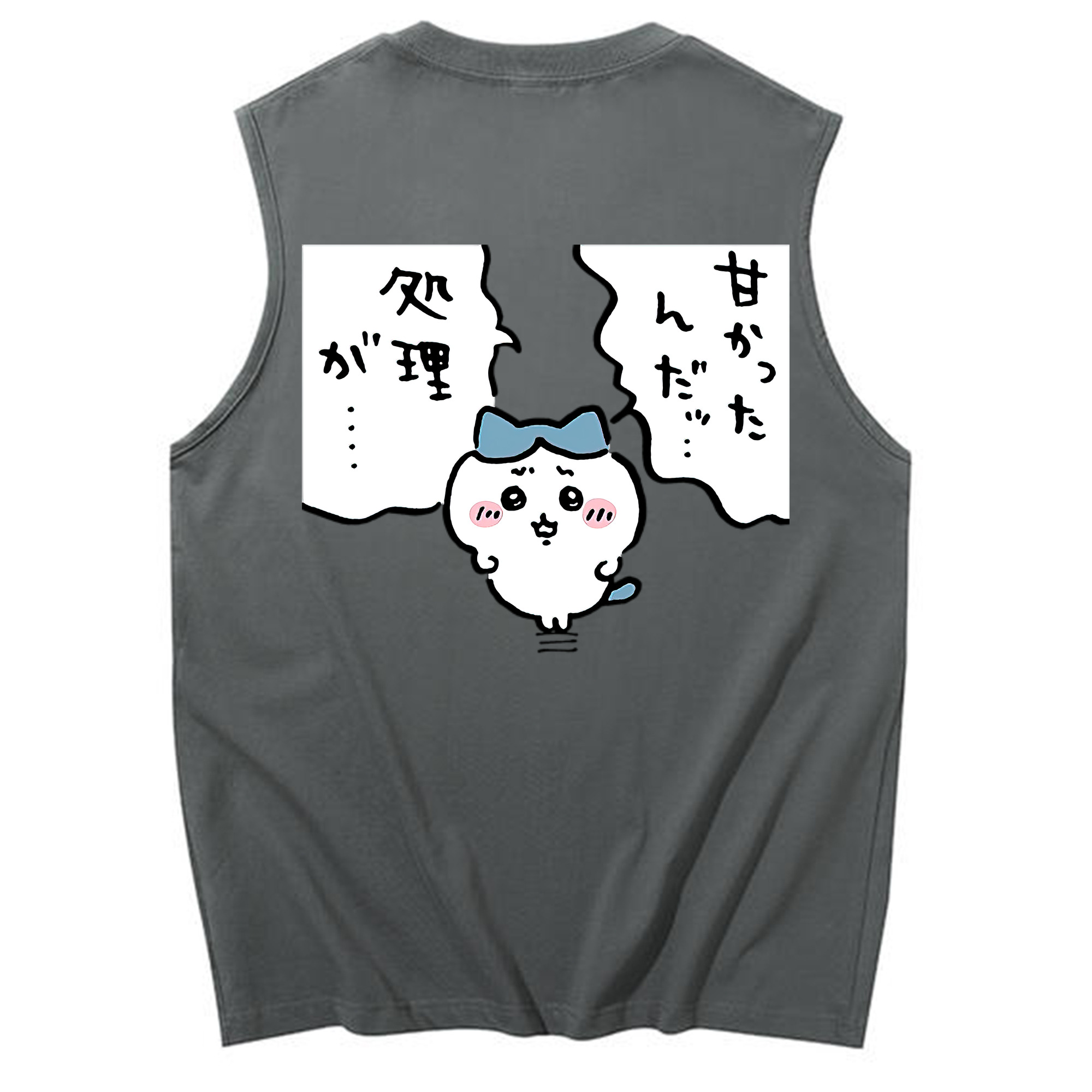 （画像用） ちいかわ ハチワレ Chii-kawa hachiware コットン100％タンクトップ（背面プリント）